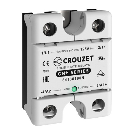 Crouzet SSR 1 Phase, Panel Mount, 125A, IN 4-32 VDC, OUT 500 VAC, Zero Cross 84138180N